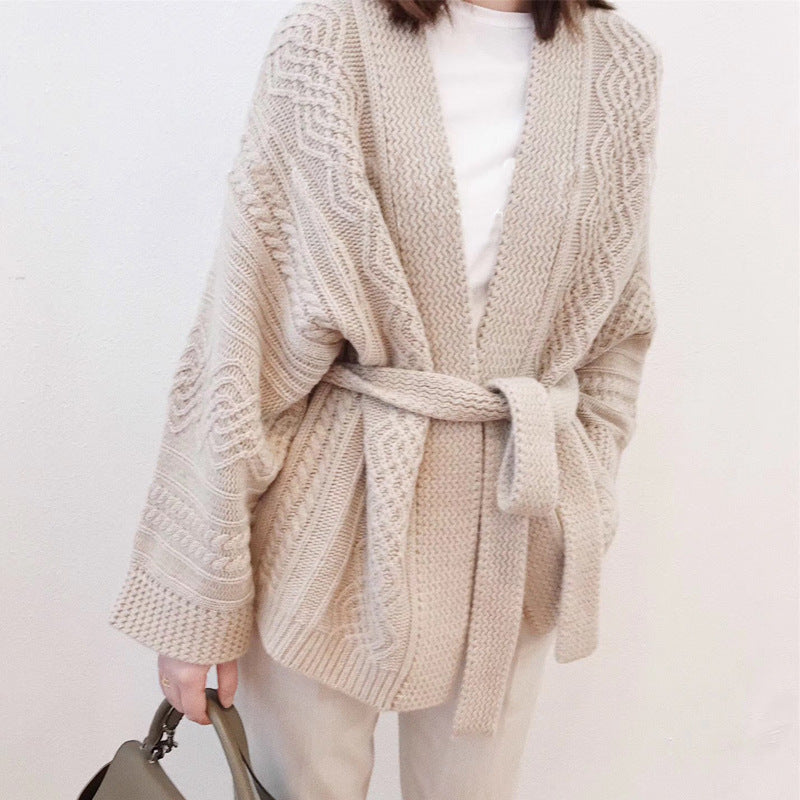 Knit cardigan loose lace simple sweater