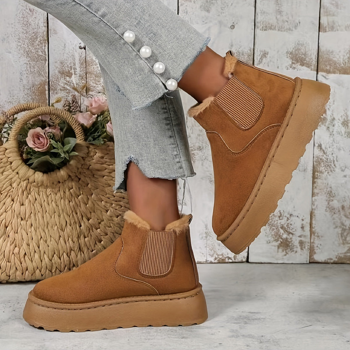 Winter Schnee Stiefel Mode Flache Dicke Baumwolle schuhe Runde Zehe Warmer Plüsch Knöchel Stiefel für Frauen