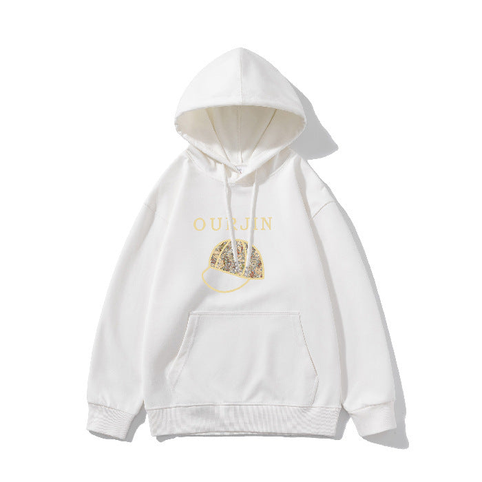 Winter Hooded . Casual Printed Top