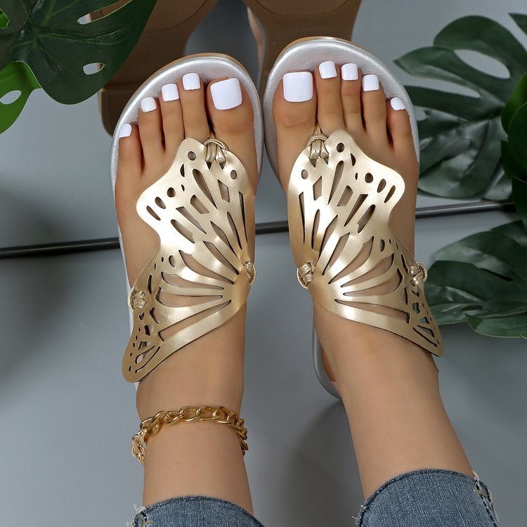 Mode Schmetterling Flip-Flops Sommer Sandalen für Frauen Casual Strands chuhe Neue flache Slides mit niedrigem Absatz