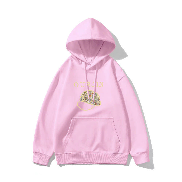 Winter Hooded . Casual Printed Top