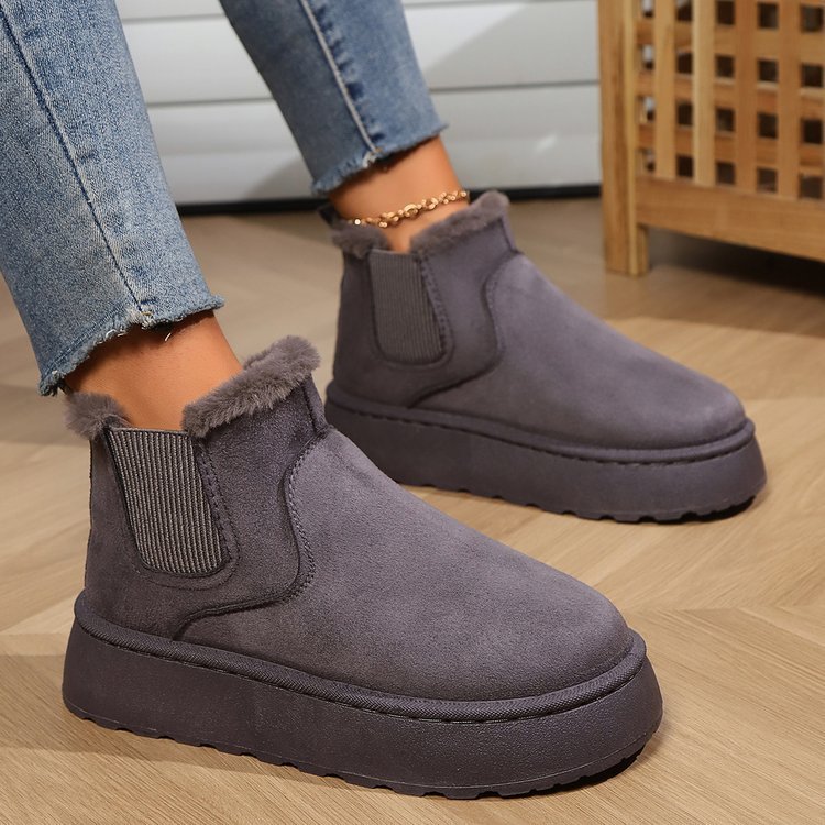 Winter Schnee Stiefel Mode Flache Dicke Baumwolle schuhe Runde Zehe Warmer Plüsch Knöchel Stiefel für Frauen