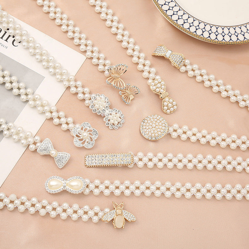 Modeschmuck Damen weiße Perle Taille Kette Dekoration