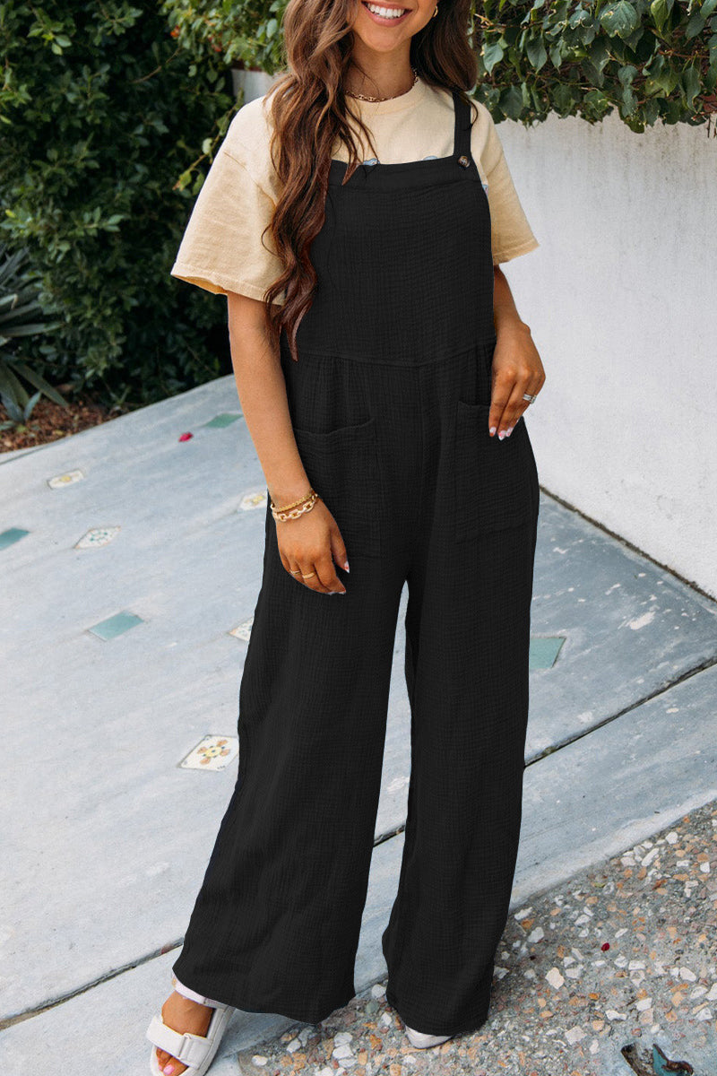 Mode Quadratischer Ausschnitt Jumps uit mit Taschen Frühling Sommer lässig einfarbig lose Overalls Damen bekleidung