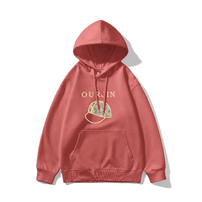 Winter Hooded . Casual Printed Top