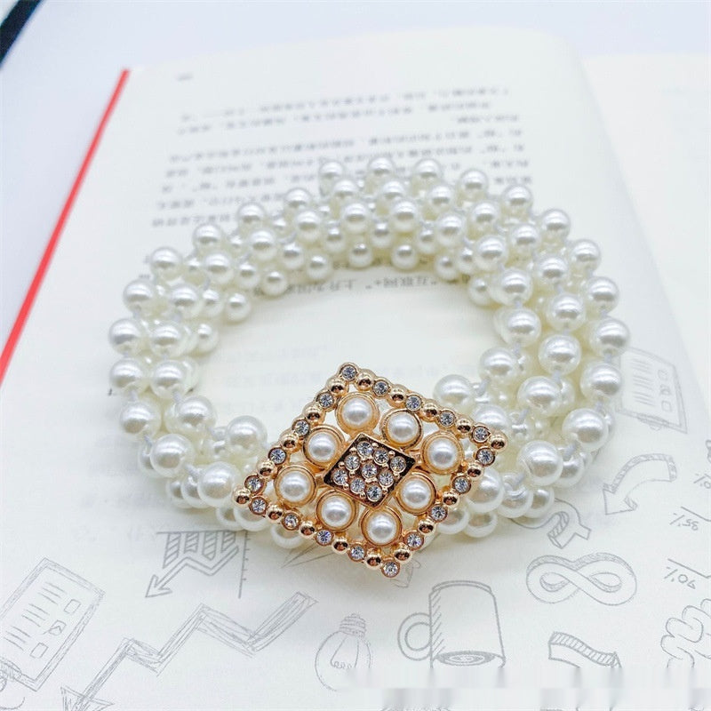 Modeschmuck Damen weiße Perle Taille Kette Dekoration