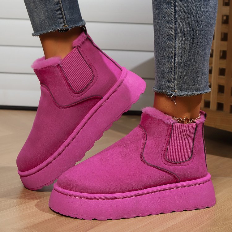 Winter Schnee Stiefel Mode Flache Dicke Baumwolle schuhe Runde Zehe Warmer Plüsch Knöchel Stiefel für Frauen