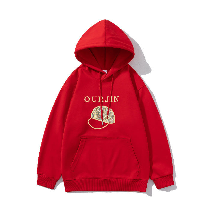 Winter Hooded . Casual Printed Top