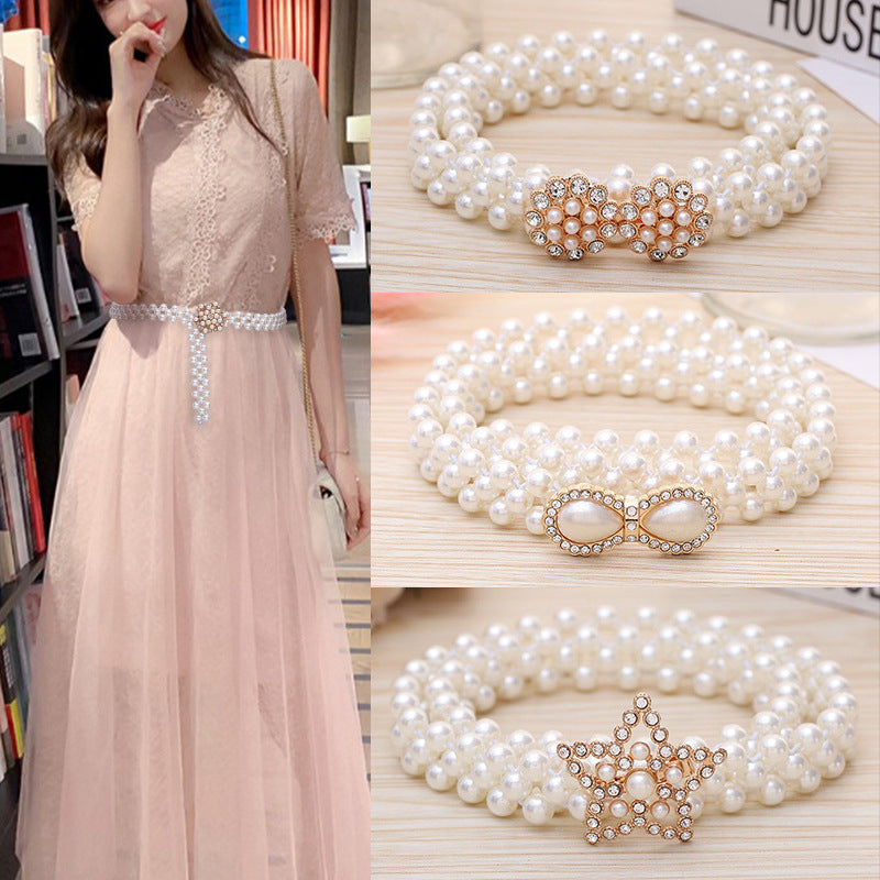 Modeschmuck Damen weiße Perle Taille Kette Dekoration