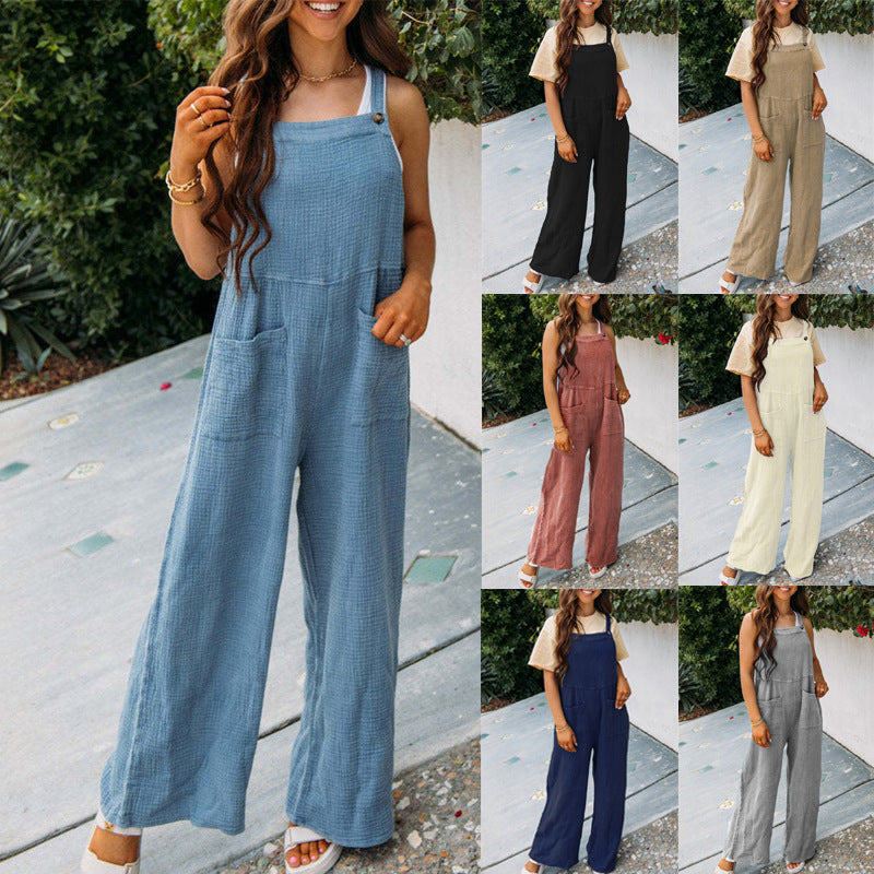 Mode Quadratischer Ausschnitt Jumps uit mit Taschen Frühling Sommer lässig einfarbig lose Overalls Damen bekleidung