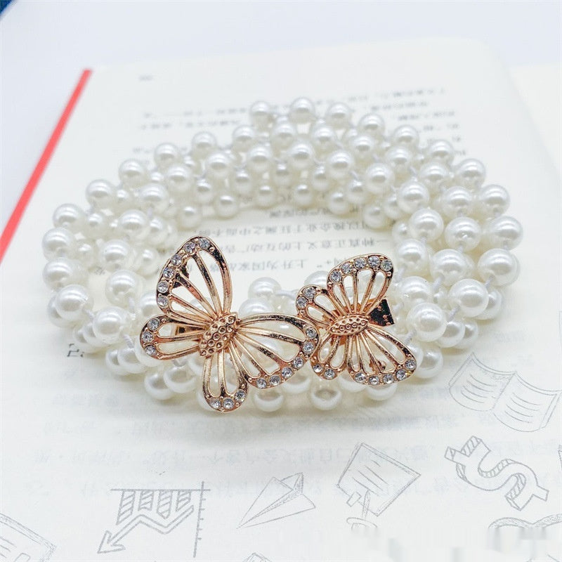 Modeschmuck Damen weiße Perle Taille Kette Dekoration