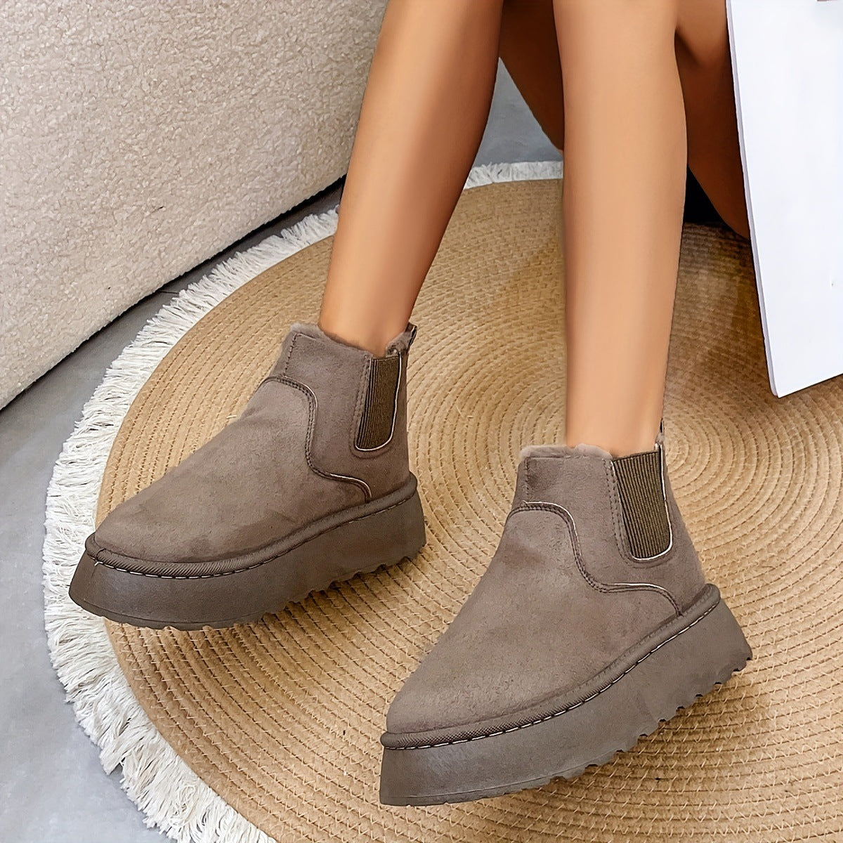 Winter Schnee Stiefel Mode Flache Dicke Baumwolle schuhe Runde Zehe Warmer Plüsch Knöchel Stiefel für Frauen