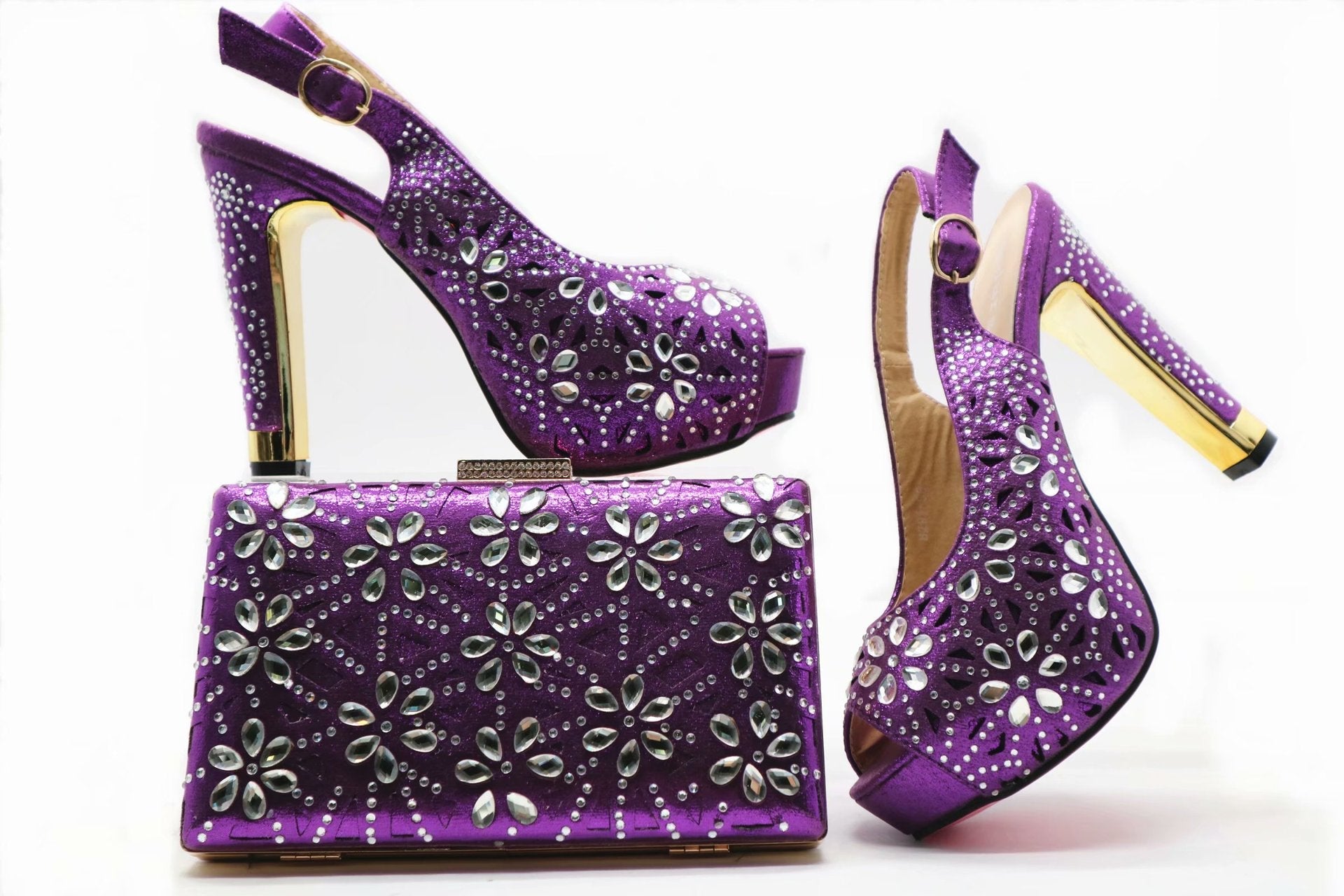 Top-Qualität High Heels mit passender Clutch-Bag im Sommerdesign