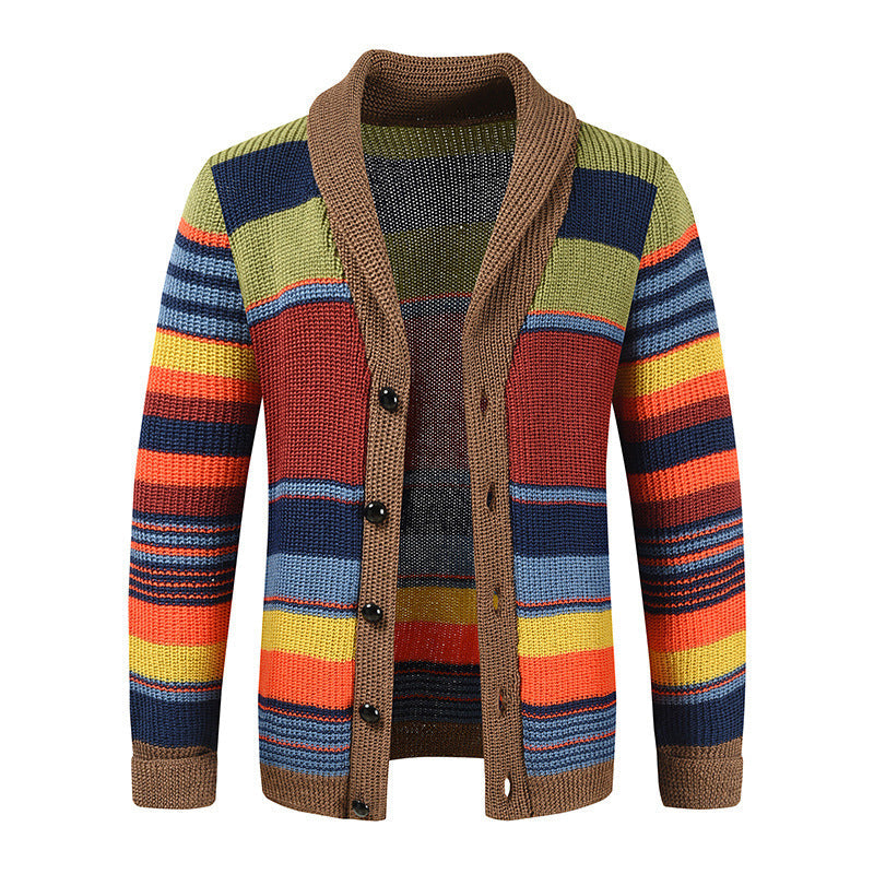 Modischer Herren-Sweater-Mantel mit Farbblock-Revers