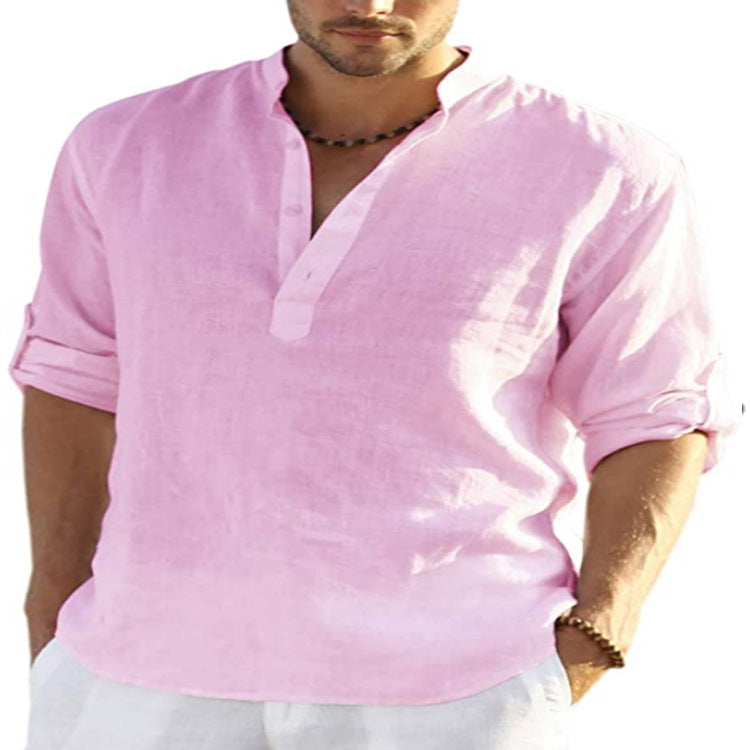 Herren-Casual-Hemd aus Baumwolle und Leinen