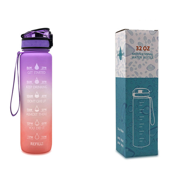 1L Tritan Abnehm-Wasserflasche mit Zeitmarkierung für Sport und Fitness.