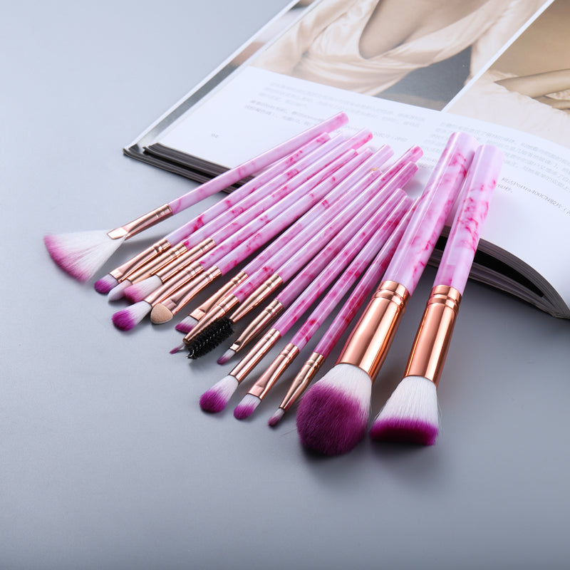 15 Make-up-Pinsel im Marmor-Design-Set