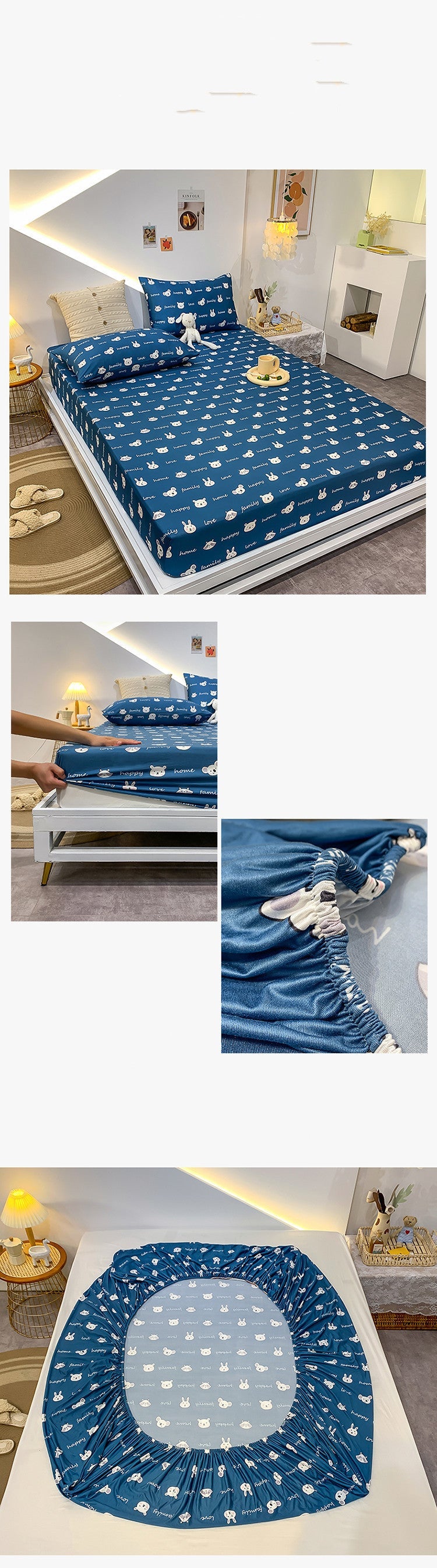 Elastisches Bettwäsche-Matratzenbezug-Set