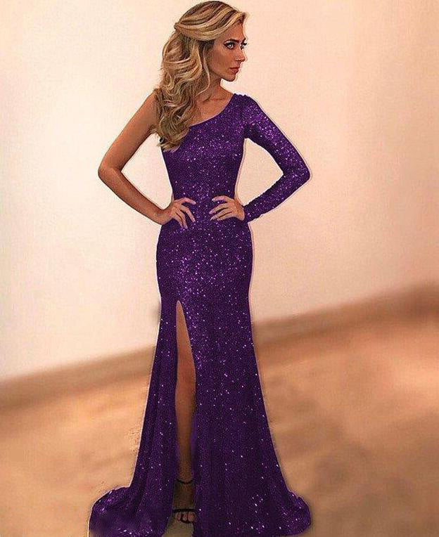 Schulterfrei Damenkleid mit langen Ärmeln