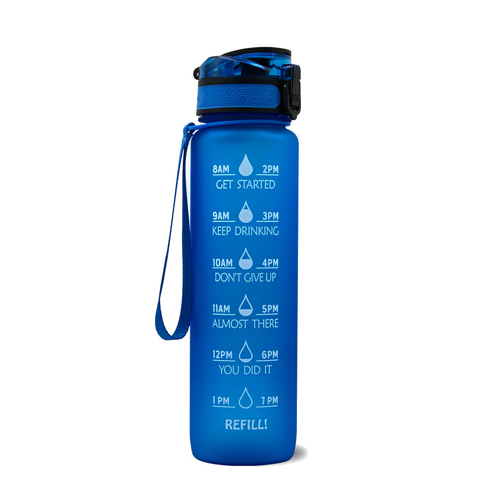 1L Tritan Abnehm-Wasserflasche mit Zeitmarkierung für Sport und Fitness.