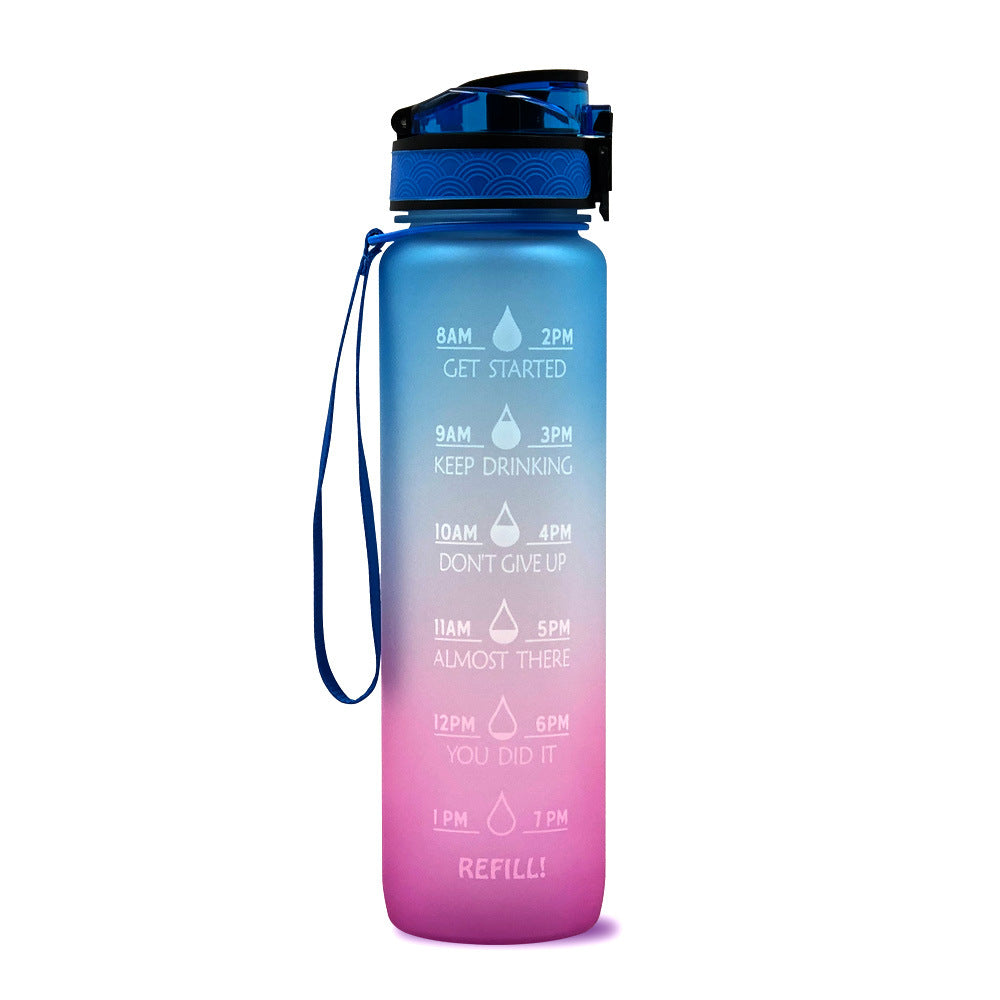 1L Tritan Abnehm-Wasserflasche mit Zeitmarkierung für Sport und Fitness.