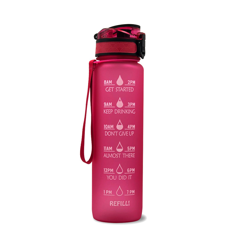 1L Tritan Abnehm-Wasserflasche mit Zeitmarkierung für Sport und Fitness.