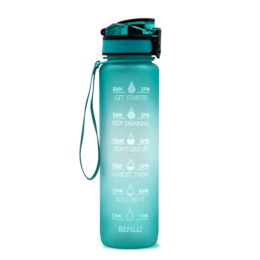 1L Tritan Abnehm-Wasserflasche mit Zeitmarkierung für Sport und Fitness.