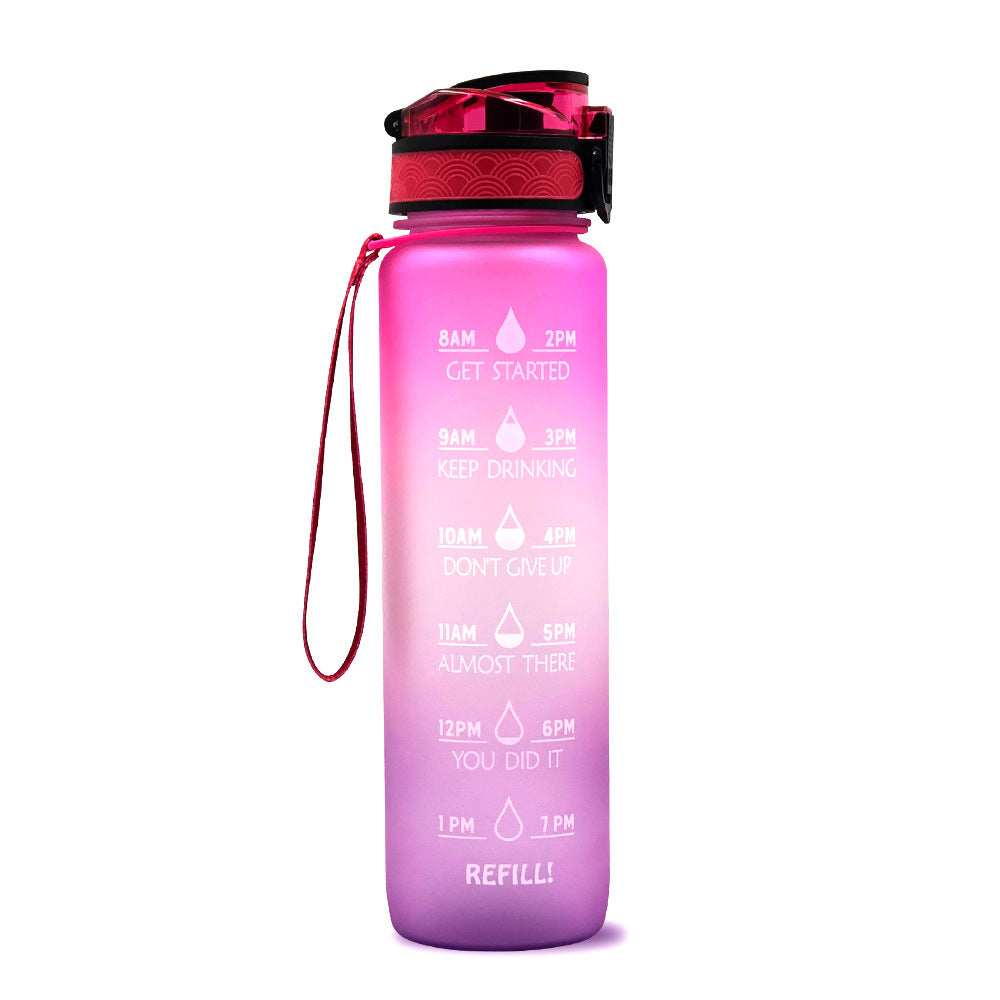 1L Tritan Abnehm-Wasserflasche mit Zeitmarkierung für Sport und Fitness.