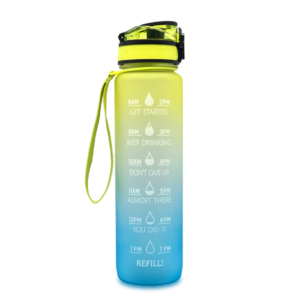 1L Tritan Abnehm-Wasserflasche mit Zeitmarkierung für Sport und Fitness.