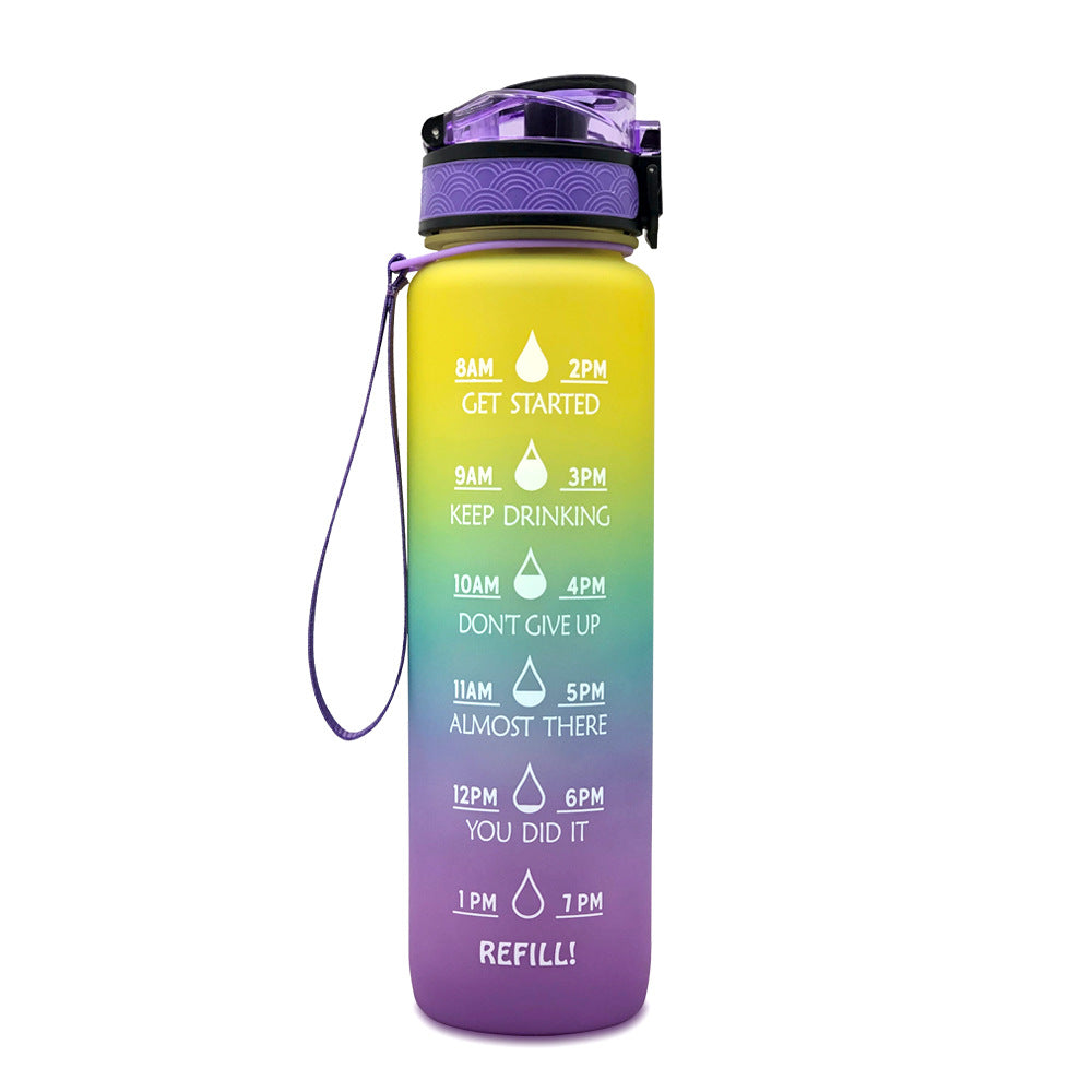 1L Tritan Abnehm-Wasserflasche mit Zeitmarkierung für Sport und Fitness.