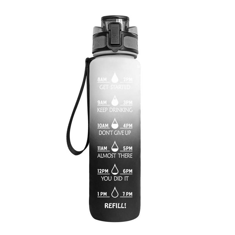 1L Tritan Abnehm-Wasserflasche mit Zeitmarkierung für Sport und Fitness.
