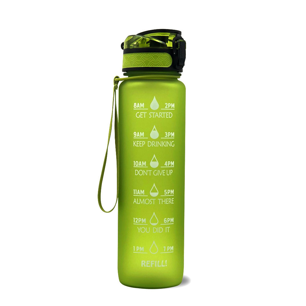 1L Tritan Abnehm-Wasserflasche mit Zeitmarkierung für Sport und Fitness.