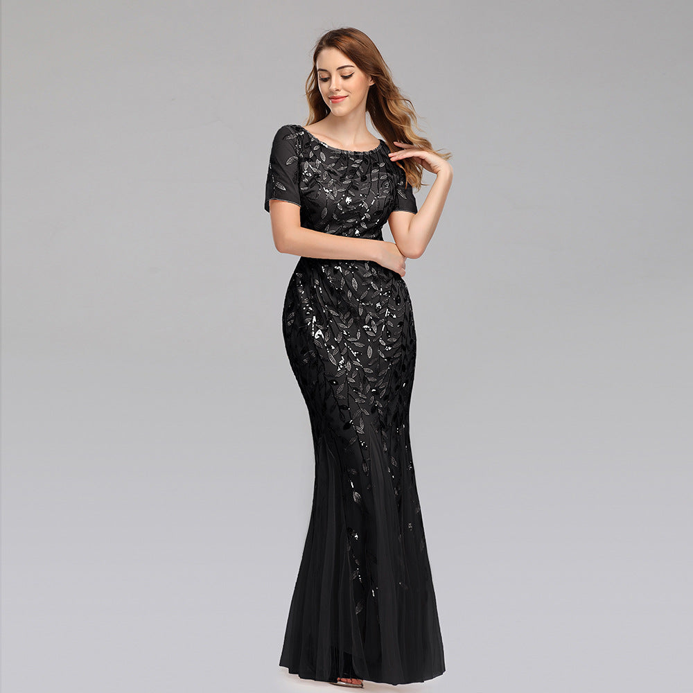 Sexy Pailletten Perlen-Mesh-Fachteil-Schnitt Damen Kleid