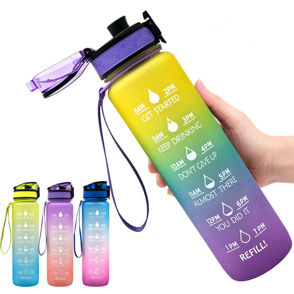 1L Tritan Abnehm-Wasserflasche mit Zeitmarkierung für Sport und Fitness.