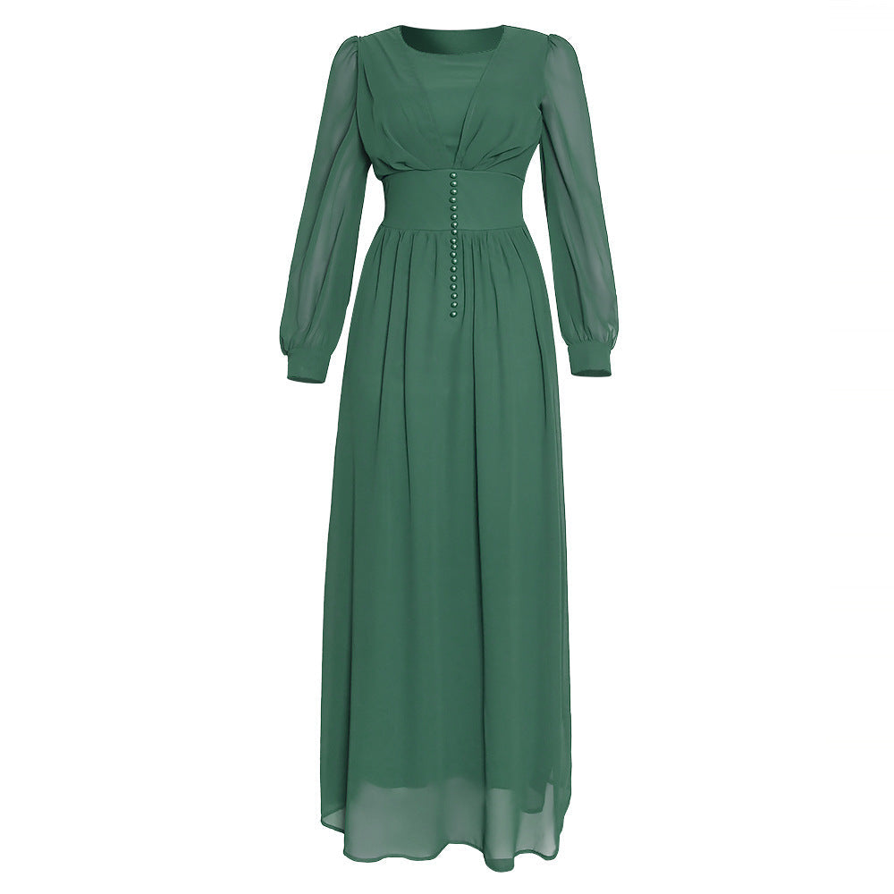 Langärmliges Chiffon-Kleid