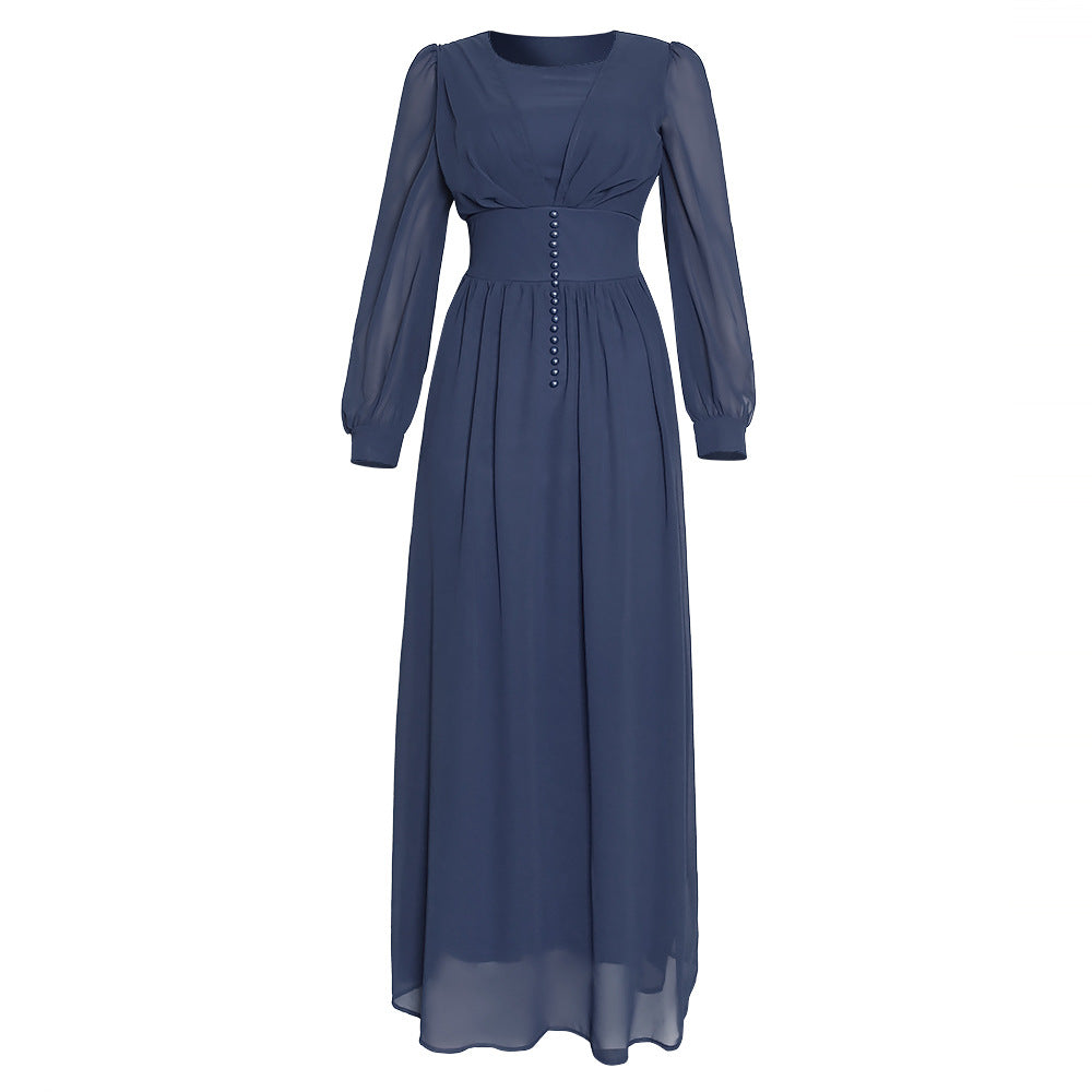 Langärmliges Chiffon-Kleid
