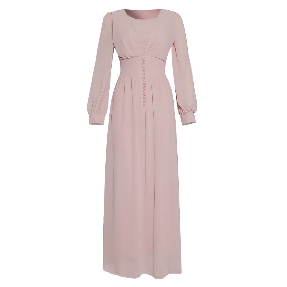Langärmliges Chiffon-Kleid