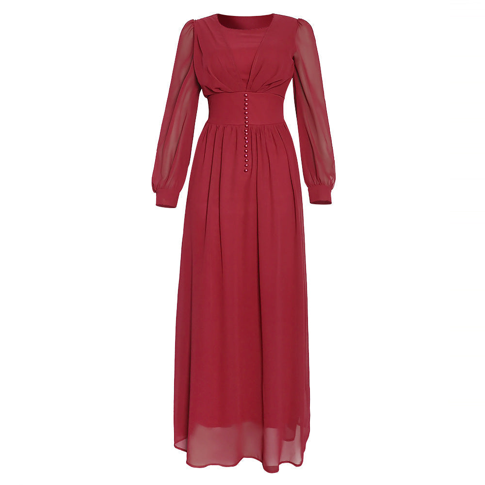 Langärmliges Chiffon-Kleid