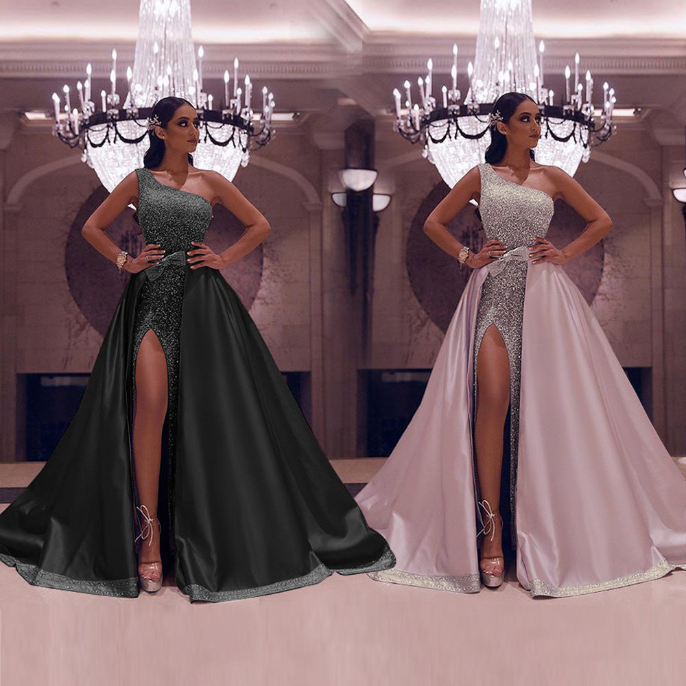 Ein-Schulter-Mopp-Abendkleid