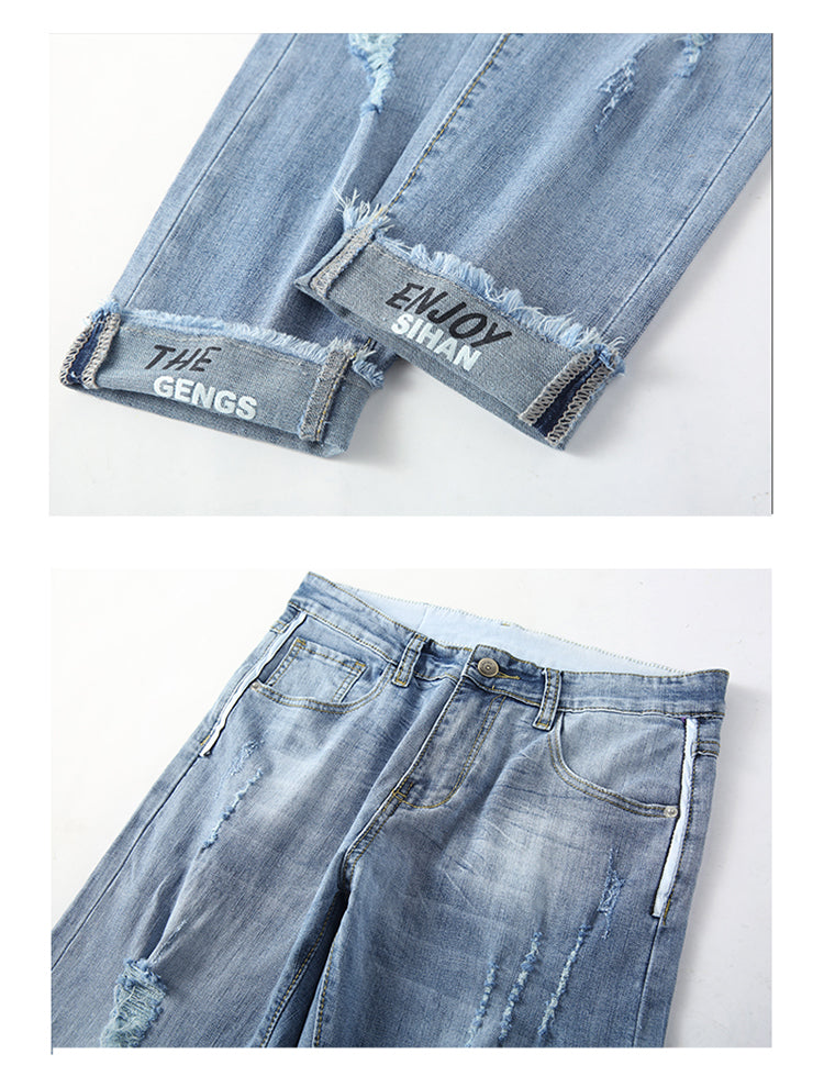 Herren Slim-Fit-Jeans mit Rissen