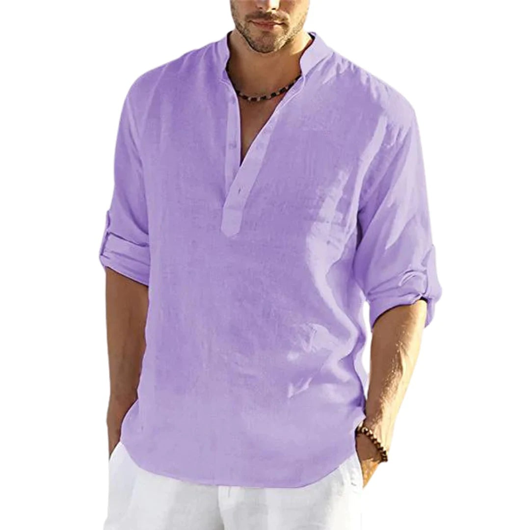Herren-Casual-Hemd aus Baumwolle und Leinen