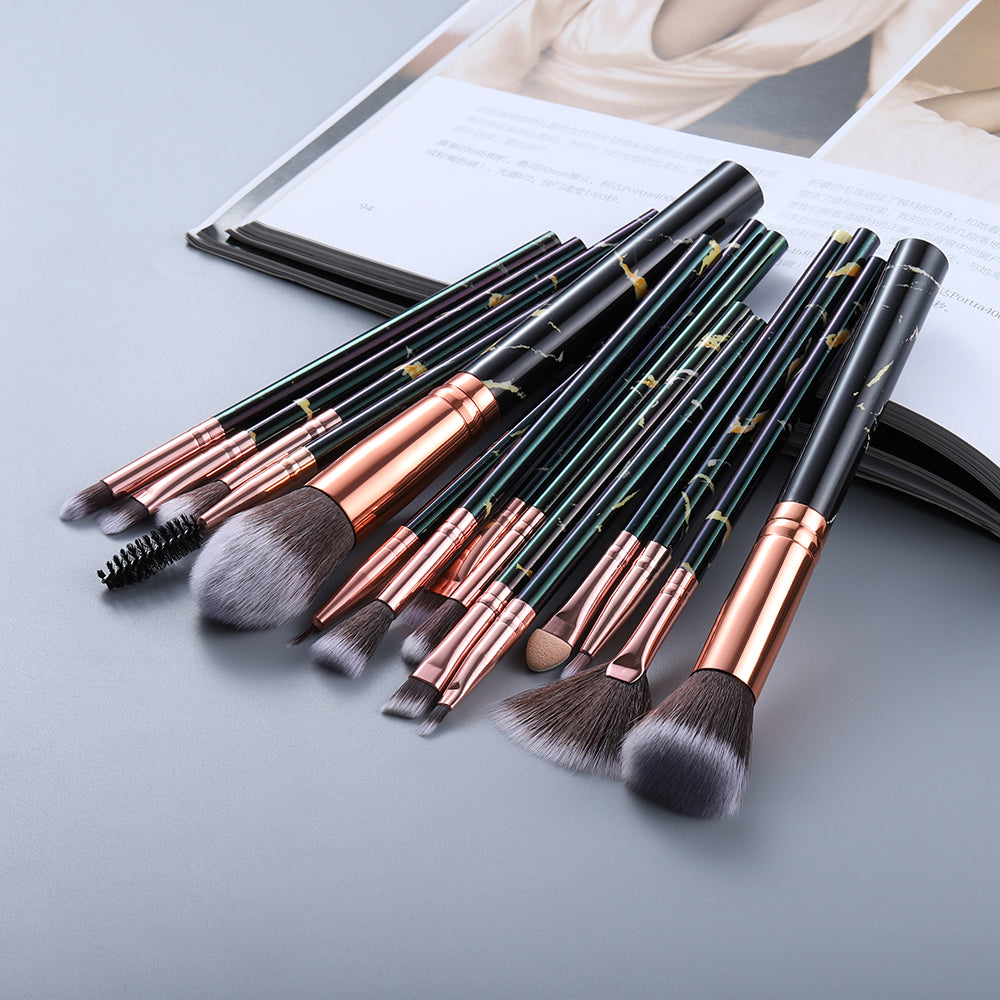 15 Make-up-Pinsel im Marmor-Design-Set
