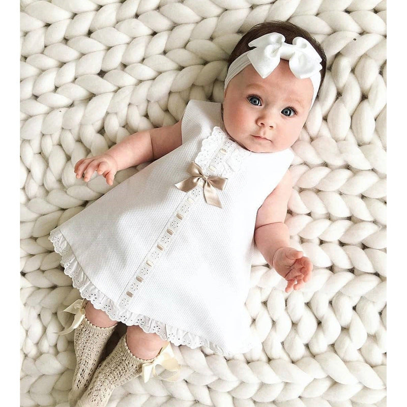 Mädchen ärmelloser Schleifen Kleid für Babys