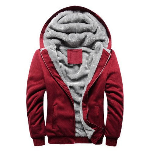 Dicker und warme Übergangs Strick Jacke mit Kapuze.