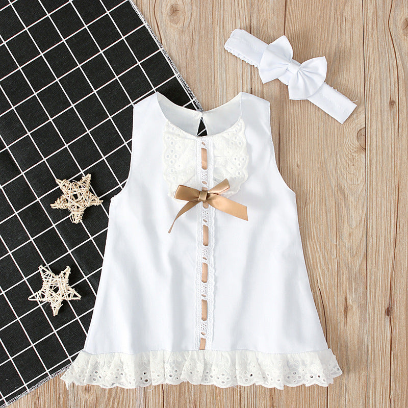 Mädchen ärmelloser Schleifen Kleid für Babys