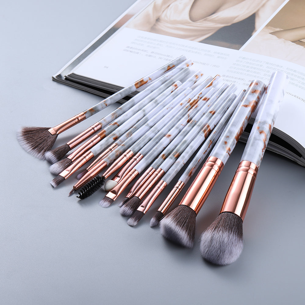 15 Make-up-Pinsel im Marmor-Design-Set