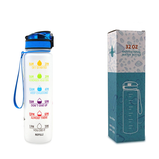 1L Tritan Abnehm-Wasserflasche mit Zeitmarkierung für Sport und Fitness.