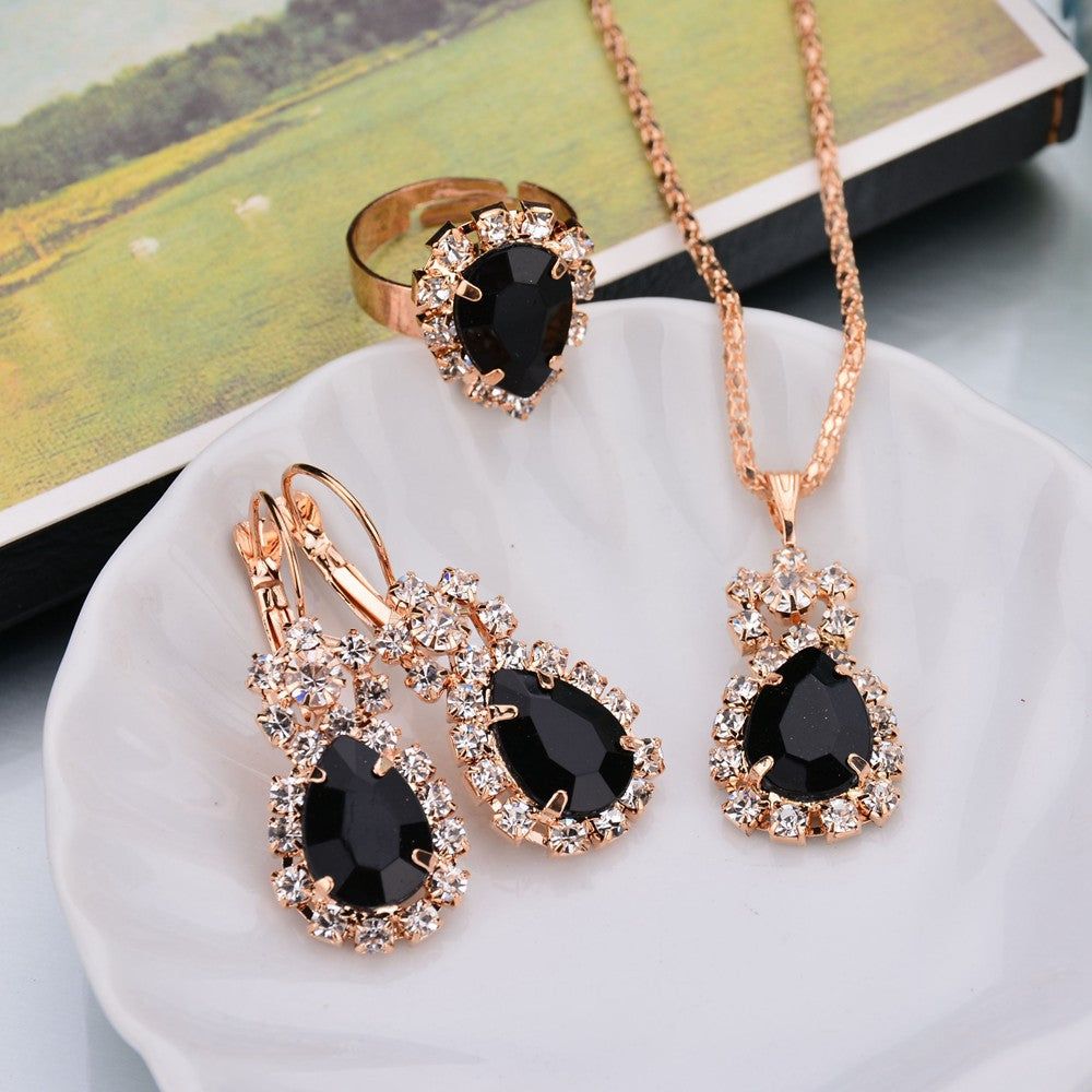 Ohrringe, Ring-Set - Glänzender, hochwertiger Brautschmuck