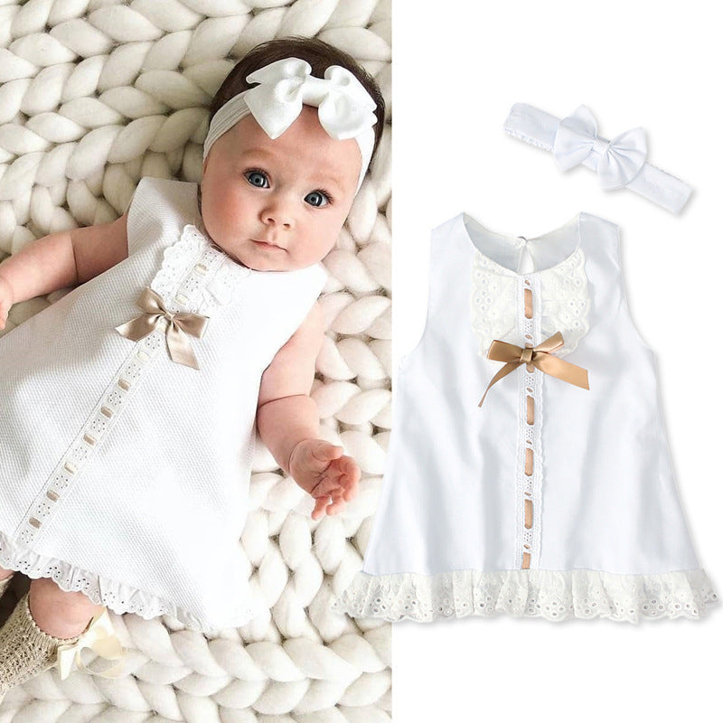Mädchen ärmelloser Schleifen Kleid für Babys