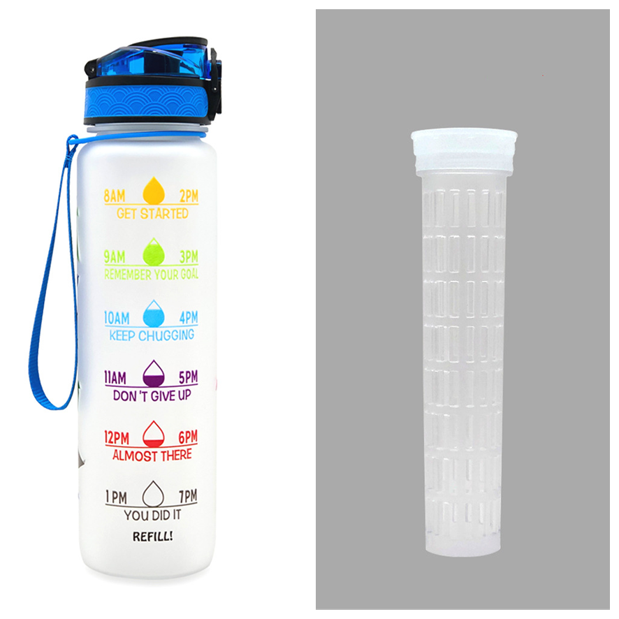 1L Tritan Abnehm-Wasserflasche mit Zeitmarkierung für Sport und Fitness.